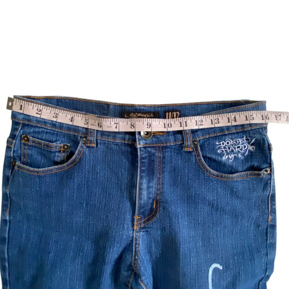 Ed Hardy Blue Boot Cut Jeans with Colorful Embroidery - Picture 7 of 15